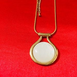 Kenneth Cole Gold Tone White Stone Necklace